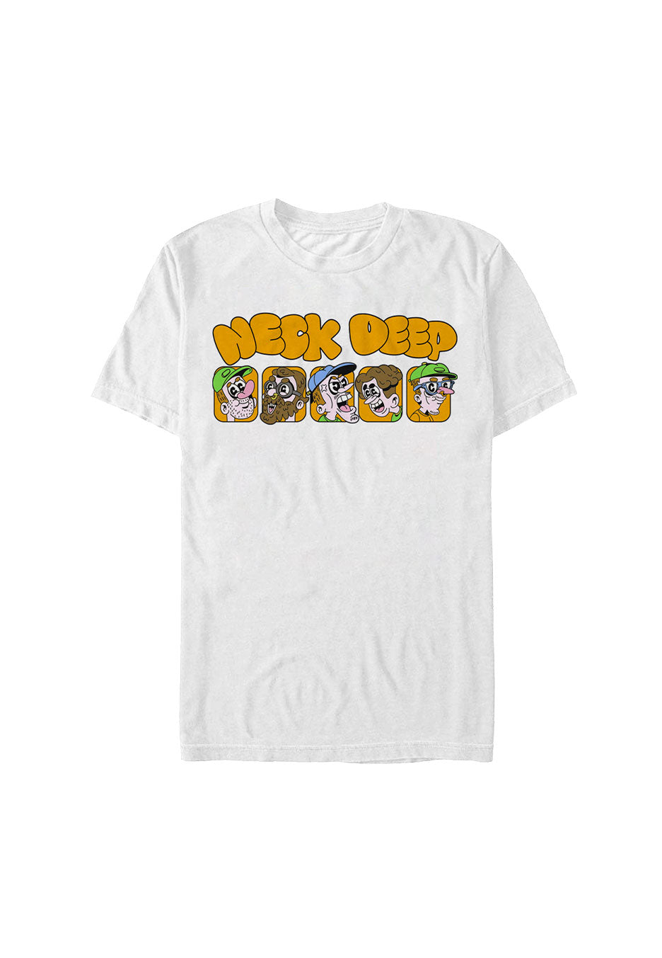 Neck Deep - Cartoon Band Member White - T-Shirt | Men-Image