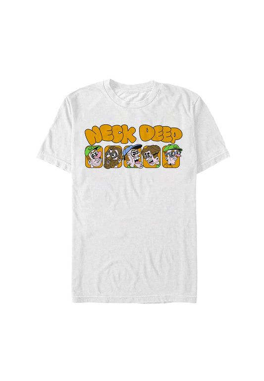 Neck Deep - Cartoon Band Member White - T-Shirt | Men-Image